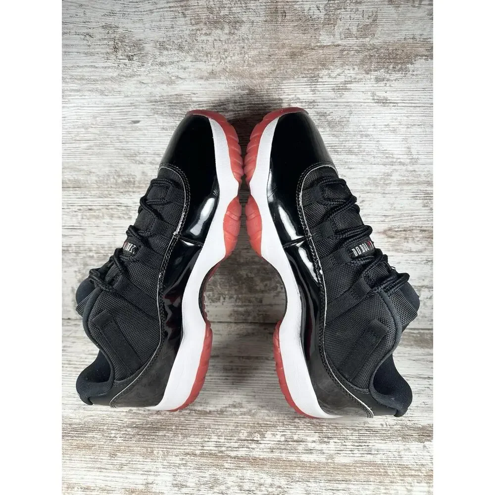 Men's Nike Air Jordan 11 XI Retro Low Bred Black/White/Red Sz 10 EUC!!